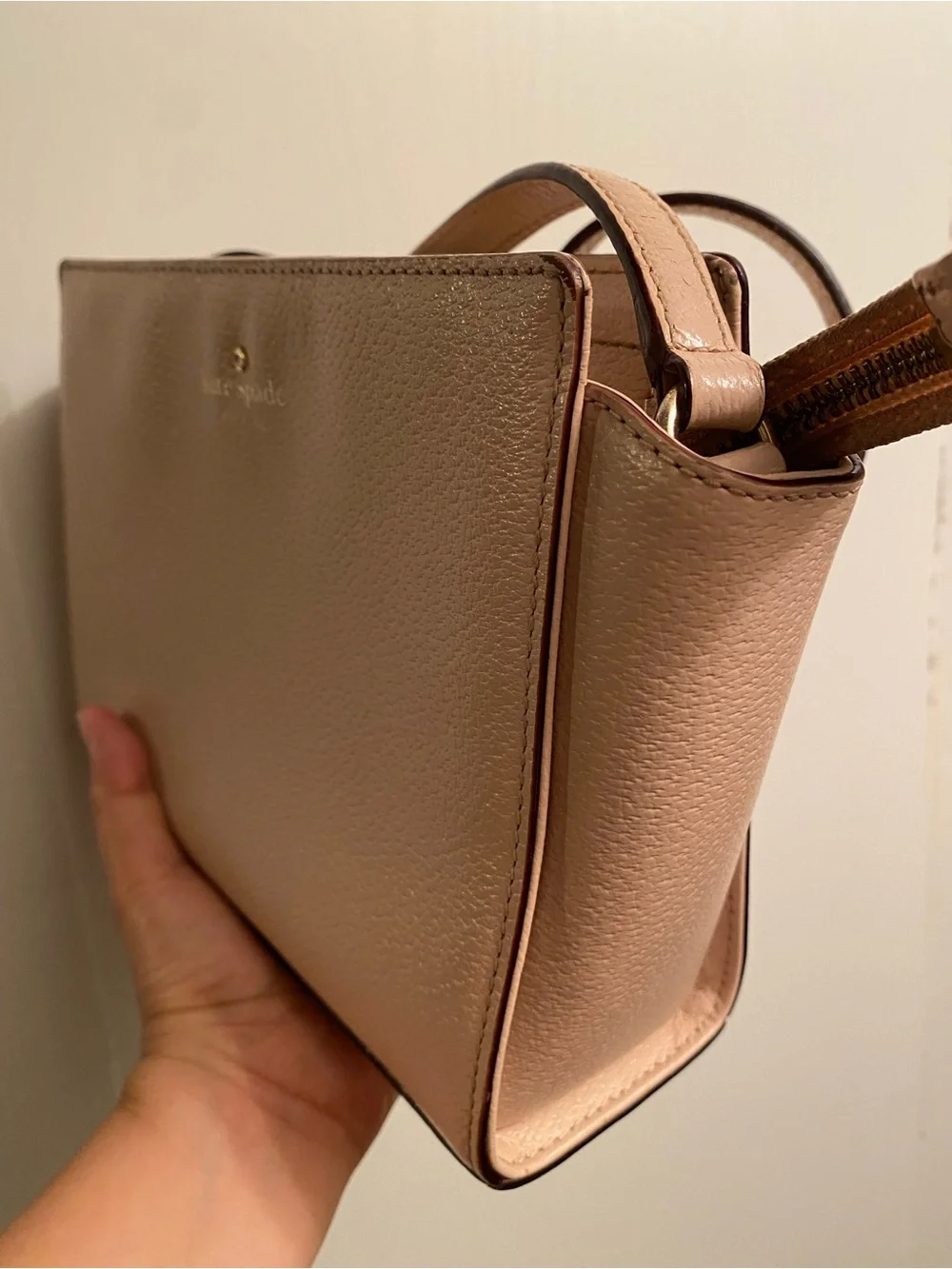 Kate Spade Blush Pink Leather Crossbody Bag with Adjustable Strap